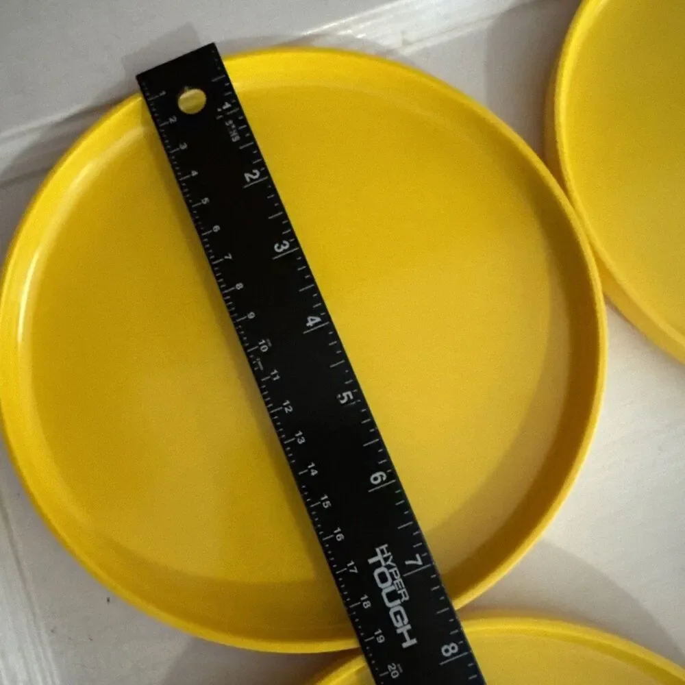 4 pc Vintage Salad Plates Heller Massimo Vignelli Yellow Melamine 7.5 Inches